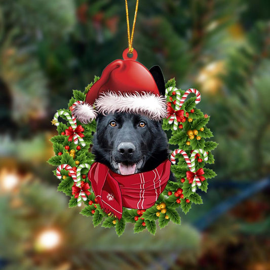 BLACK German Shepherd-Xmas Bandana Hanging Christmas Plastic Hanging Ornament, Christmas Ornament Gift, Christmas Gift, Christmas Decoration