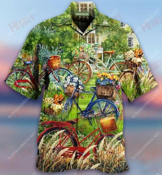 Life Is A Beautiful Ride Bicycle Green Unisex Short Sleeve Shirt Vacation Hawaiian T Shirts Custom Hawaiian Shirts Hawaiian Shirt Pattern, Hawaiian Shirt Gift, Christmas Gift
