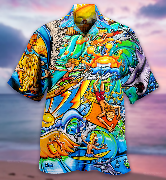 Surf Happy - Hawaiian Shirt, Hawaiian Shirt Gift, Christmas Gift