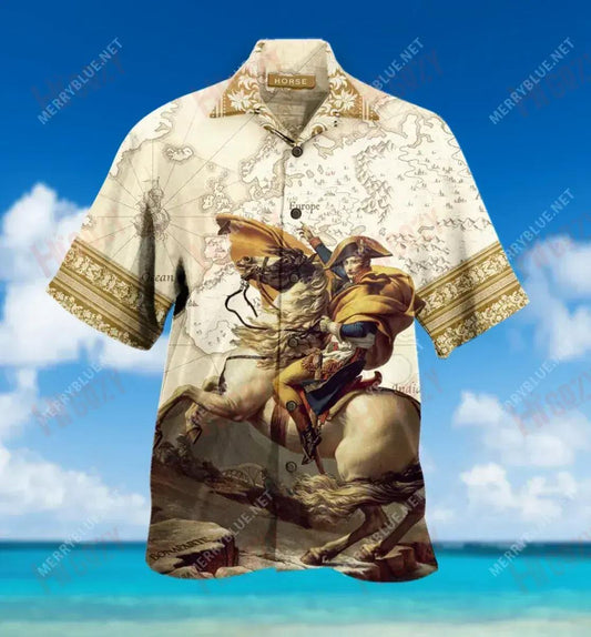 Horse Napoleon Unisex Short Sleeve Shirt Vacation Hawaiian T Shirts Vintage Hawaiian Shirts Hawaiian Shirts For Women, Hawaiian Shirt Gift, Christmas Gift