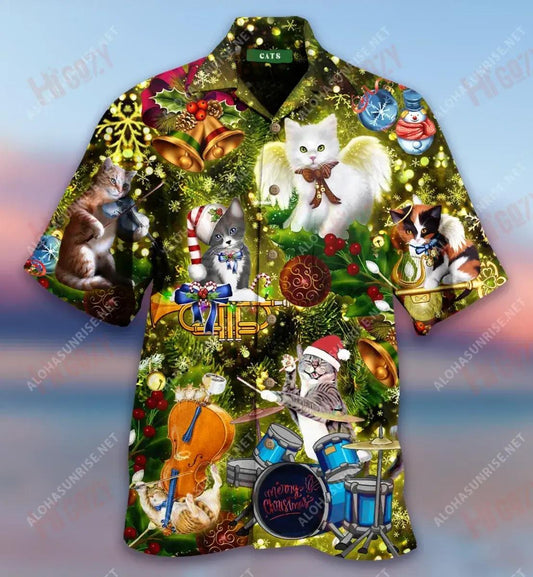 The Meowy Harmony Short Hawaiian Shirt Ocean Hawaiian T Shirts Hawaiian Crazy Shirts Hawaiian Shirts For Women, Hawaiian Shirt Gift, Christmas Gift