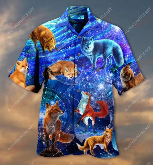 Let'S Fox Bring To You Flying In The Galaxy Short Hawaiian Shirt Vacation Tropical Shirts Tactical Hawaiian Shirt Hawaiian Shirt Pattern, Hawaiian Shirt Gift, Christmas Gift
