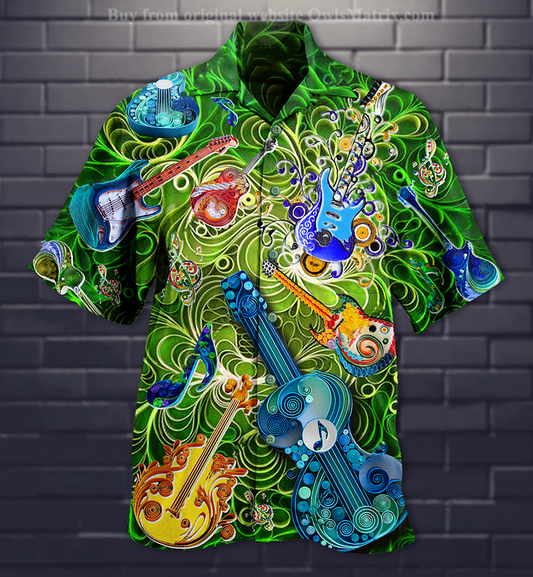 Music Guitar Love Green - Hawaiian Shirt, Hawaiian Shirt Gift, Christmas Gift