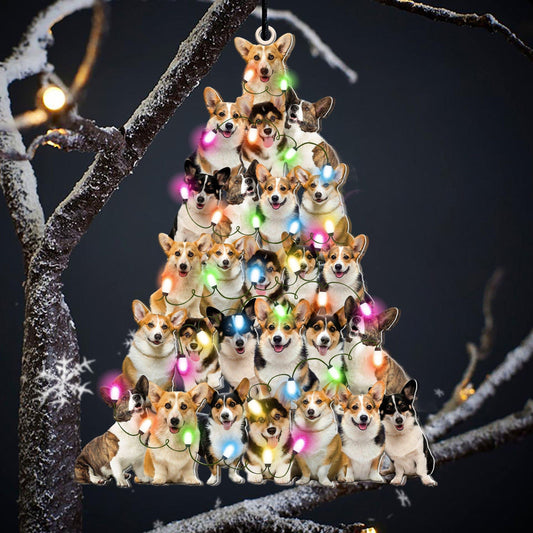 Corgi Lovely Tree Christmas 2 sides Ornament, Christmas Ornament, Christmas Gift, Christmas Decoration