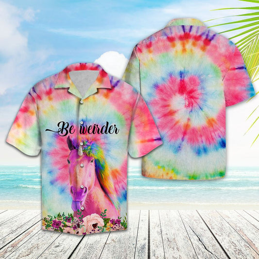 Pink And Green Tie Dye Unicorn Hawaiian Shirt,Hawaiian Shirt Gift, Christmas Gift