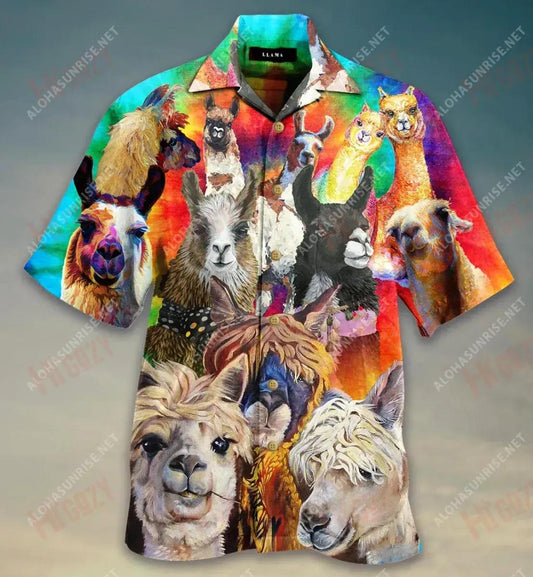 Colorful Llamas Short Sleeve Shirt Hobbies Hawaiian T Shirts Tactical Hawaiian Shirt Hawaiian Shirts For Men, Hawaiian Shirt Gift, Christmas Gift