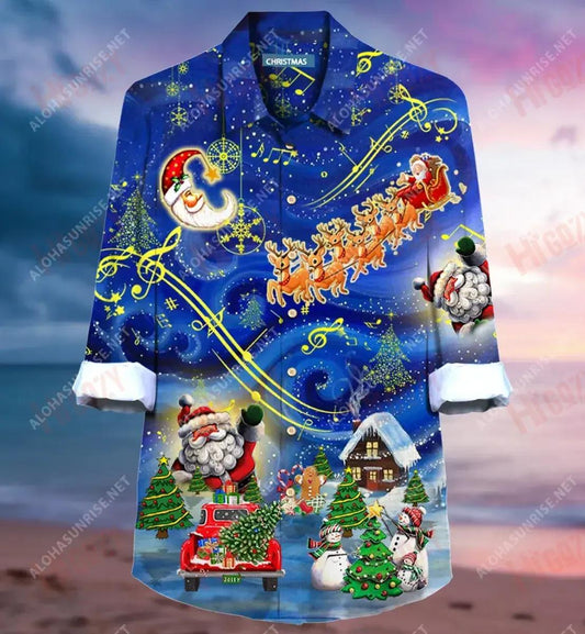 Christmas Sky Long Short Sleeve Shirt Hobbies Hawaiian T Shirts Vintage Hawaiian Shirts Funny Hawaiian Shirts, Hawaiian Shirt Gift, Christmas Gift