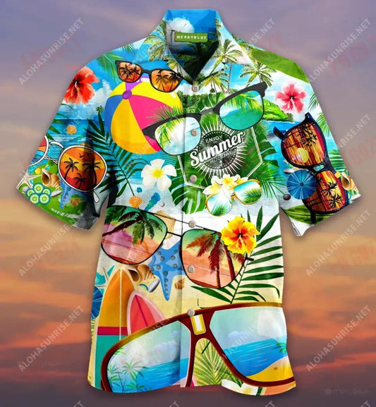 Stay Shady Enjoy Summer Sunglasses Unisex Short Sleeve Shirt Ocean Hawaiian T Shirts Tactical Hawaiian Shirt Funny Hawaiian Shirts, Hawaiian Shirt Gift, Christmas Gift