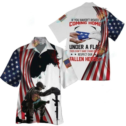 Gift For Veteran Respect Our Fallen Heroes Hawaiian Shirt, Hawaiian Shirt Gift, Christmas Gift