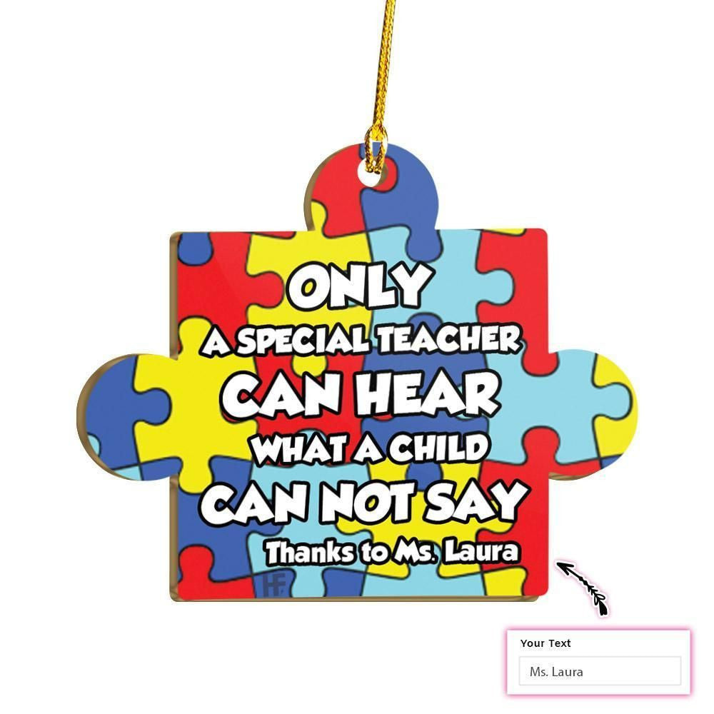 Autism Awareness Thanks To Teacher Custom Ornament, Christmas Ornament Gift, Christmas Gift, Christmas Decoration