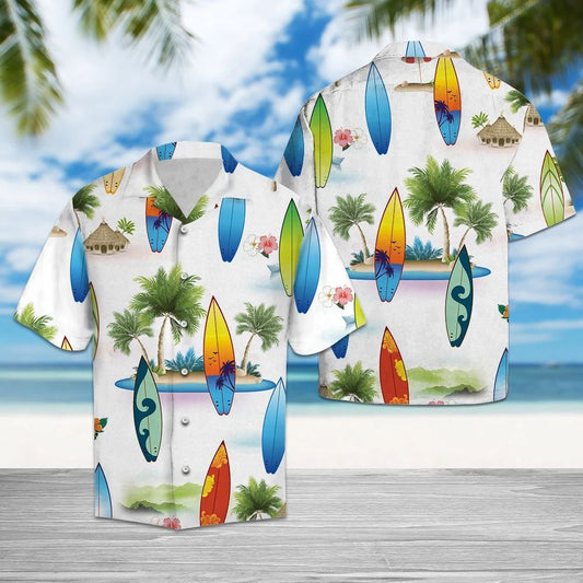 Colorful Surfboard Gift For Surf Lover Pattern Hawaiian Shirt, Hawaiian Shirt Gift, Christmas Gift