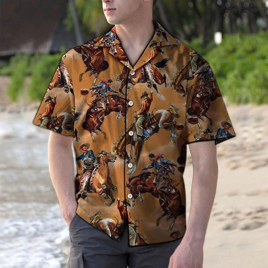 Vintage Cowboys Hangout Together Pattern Hawaiian Shirt, Hwaiian For Gift