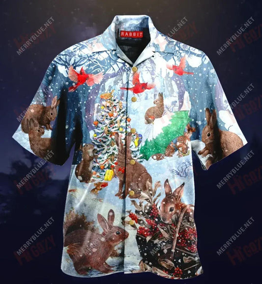 Be Brave Little Rabbits Short Hawaiian Shirt Summer Tropical Shirts Custom Hawaiian Shirts Hawaiian Shirts For Women, Hawaiian Shirt Gift, Christmas Gift