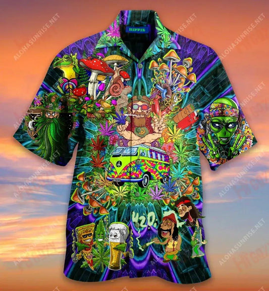 Don'T Worry Be Hippie Unisex Short Hawaiian Shirt Ocean Hawaiian T Shirts Tropical Shirts For Men Hawaiian Shirt Pattern, Hawaiian Shirt Gift, Christmas Gift