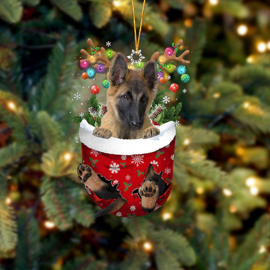 Belgian Tervuren In Snow Pocket Christmas Ornament Flat Acrylic Dog Ornament, Happy Christmas Ornament, Christmas Ornament Gift, Christmas Gift, Christmas Decoration