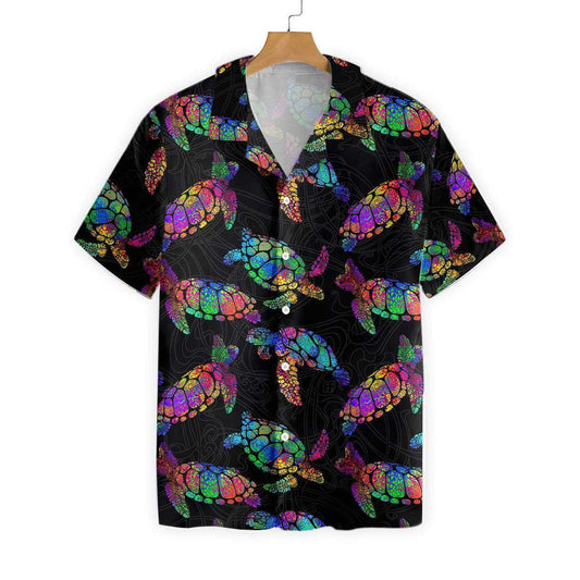 Boho Style Sea Turtle Pattern Hawaiian Shirt, Hawaiian For Gift