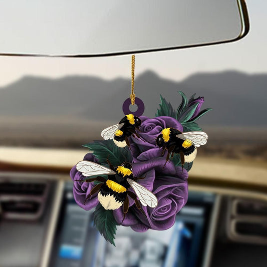 Bee Purple Rose Two Sided Ornament, Christmas Ornament Gift, Christmas Gift, Christmas Decoration