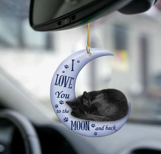 Black cat Moon and Back 2 sides Ornament, Christmas Ornament Gift, Christmas Gift, Christmas Decoration