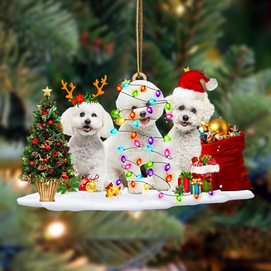 Bichon Frise-Christmas Dog Friends Hanging Christmas Plastic Hanging Ornament, Christmas Ornament Gift, Christmas Gift, Christmas Decoration