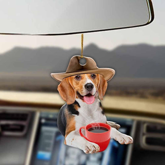 Beagle And Coffee Two Slided Mica Ornament, Christmas Ornament Gift, Christmas Gift, Christmas Decoration