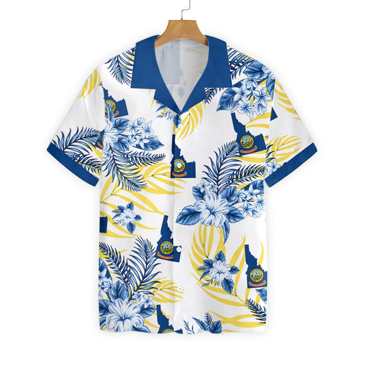 Idaho Proud On White Background Pattern Hawaiian Shirt, Hawaiian For Gift
