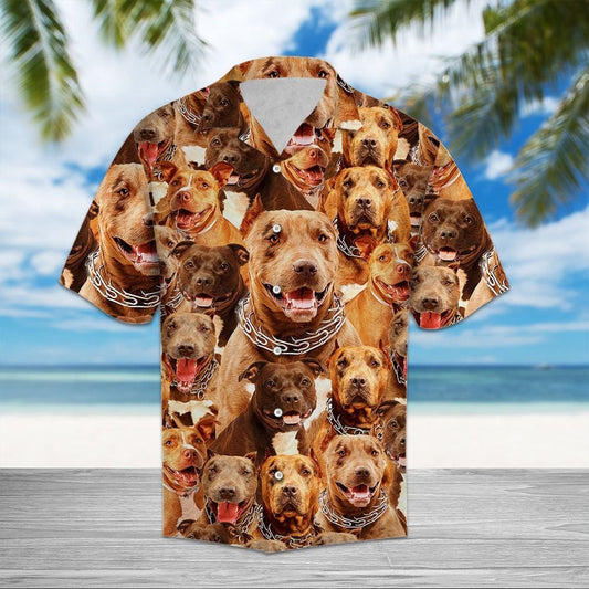 Awesome Pitbull Dog Face With Different Emotion Hawaiian Shirt, Hawaiian Shirt Gift, Christmas Gift