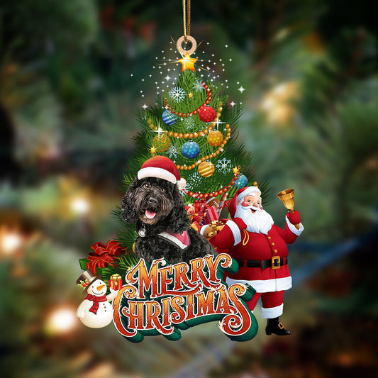 Black Cavapoo-Christmas Tree&Dog Hanging Christmas Plastic Hanging Ornament, Christmas Ornament Gift, Christmas Gift, Christmas Decoration