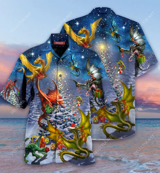 Christmas Dragons Hawaiian Shirt – Dnstyles_Hawaiian Shirt Gift, Christmas Gift