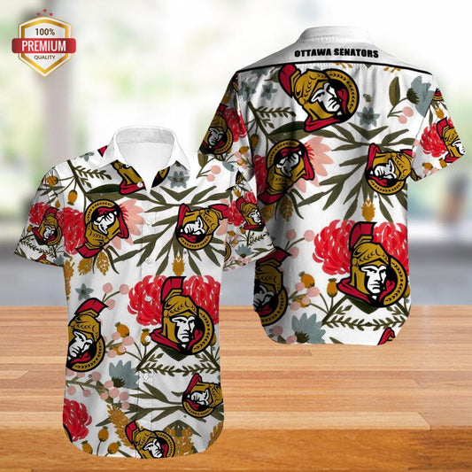Ottawa Senators Hawaiian Shirt, Hawaiian Beach Shirt Short Sleeve, Hawaiian Shirt Gift, Christmas Gift