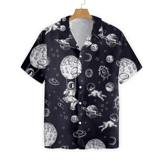 Astronaut And His French Bulldog Pattern Hawaiian Shirt, Hawaiian For Gift