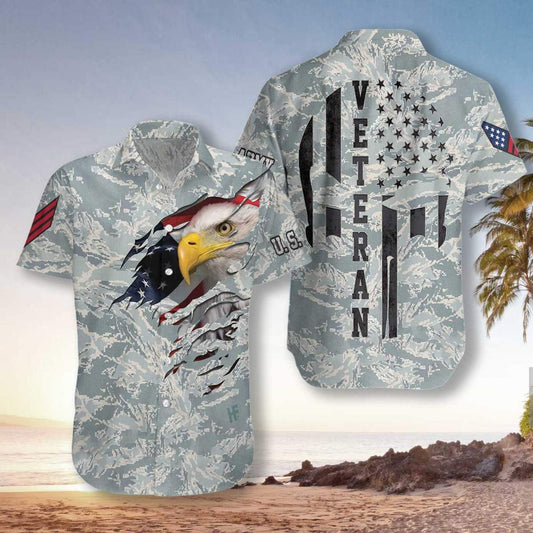 Veteran Proud US Airforce Camouflage Seamless Background Design Hawaiian Shirt, Hawaiian Shirt Gift, Christmas Gift