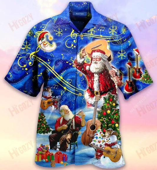 Christmas Carol Guitar Short Hawaiian Shirt Vacation Tropical Shirts Best Hawaiian Shirts Hawaiian Shirts For Women, Hawaiian Shirt Gift, Christmas Gift