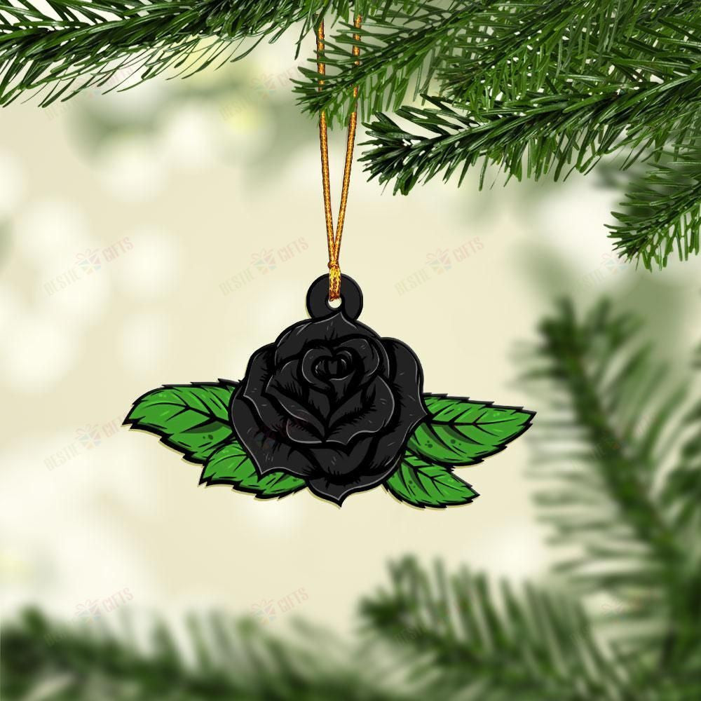 Black Rose Mica Ornament, Christmas Ornament Gift, Christmas Gift, Christmas Decoration