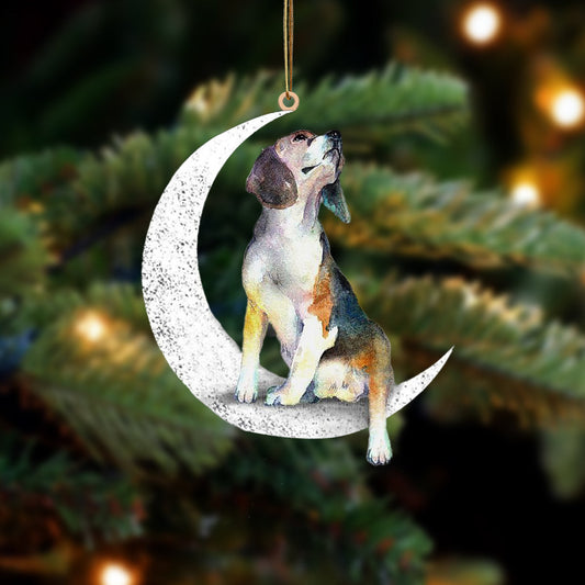 Beagle-Sit On The Moon-Two Sided Christmas Plastic Hanging Ornament, Christmas Ornament Gift, Christmas Gift, Christmas Decoration