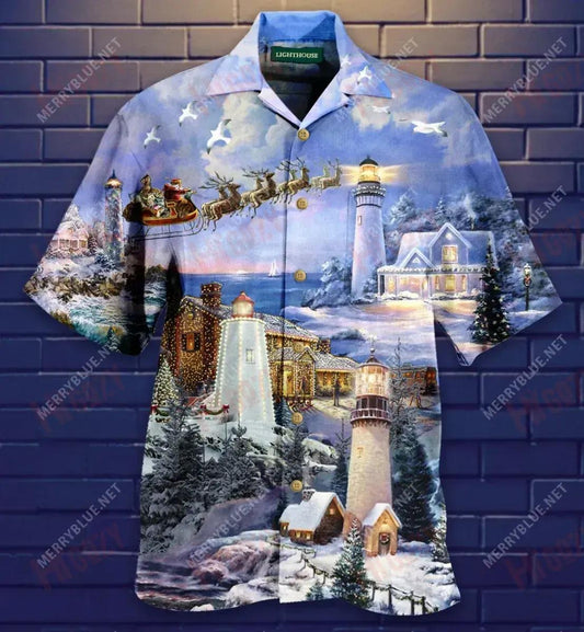 The Magical Light House Short Hawaiian Shirt Summer Hawaiian T Shirts Vintage Hawaiian Shirts Crazy Shirts Hawaii, Hawaiian Shirt Gift, Christmas Gift