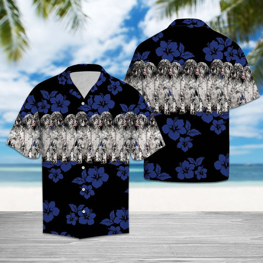Awesome English Setter Tropical Hibiscus On Black Pattern Hawaiian Shirt, Hawaiian Shirt Gift, Christmas Gift