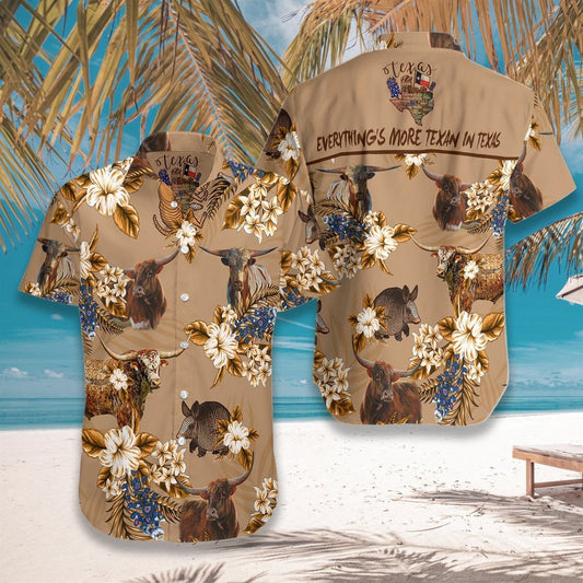 Everything’s More Texan In Texas Pattern Hawaiian Shirt,Hawaiian Shirt Gift, Christmas Gift