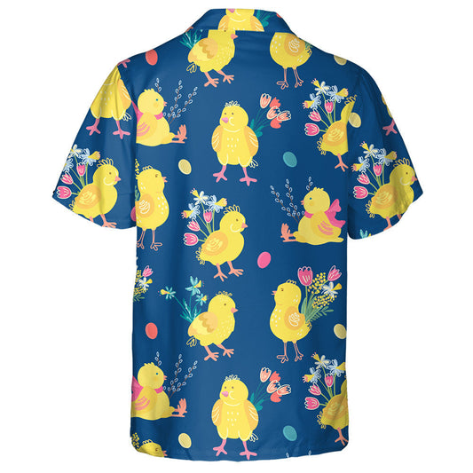 Cute Chickens Bouquets Of Spring Flowers And Eggs Hawaiian Shirt, Hawaiian Shirt Gift, Christmas Gift