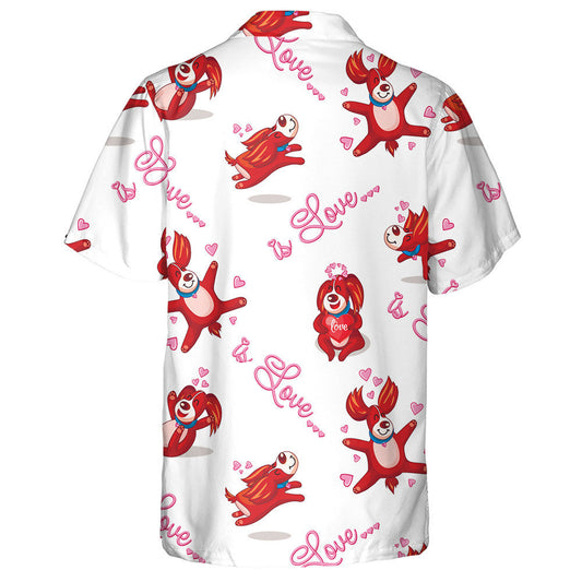 Loving Dog With Hearts Isolated Background Hawaiian Shirt,Hawaiian Shirt Gift, Christmas Gift