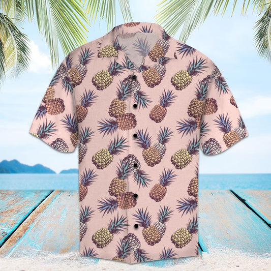 Amazing Exotic Pineapple On Pink Background Pattern Hawaiian Shirt, Hawaiian Shirt Gift, Christmas Gift