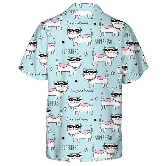 Strong Superhero Cat Animal On Blue Hawaiian Shirt,Hawaiian Shirt Gift, Christmas Gift