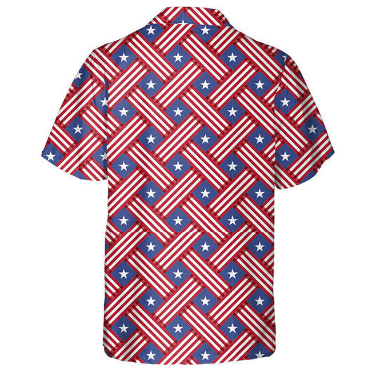 Usa Stars Independence Day Crisscross Pattern Hawaiian Shirt, Hwaiian For Gift