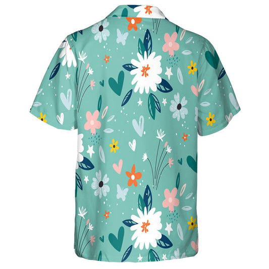 Garden Flower Plants Botanical On Green Background Design Hawaiian Shirt, Hawaiian Shirt Gift, Christmas Gift