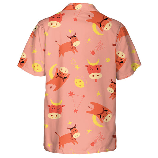 Small Cow And Milk Carton On Blue Background Hawaiian Shirt, Hawaiian Shirt Gift, Christmas Gift