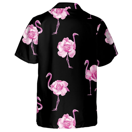 Beautiful Tropical Pink Flamingo And Rose Flowers Design Hawaiian Shirt, Hawaiian Shirt Gift, Christmas Gift
