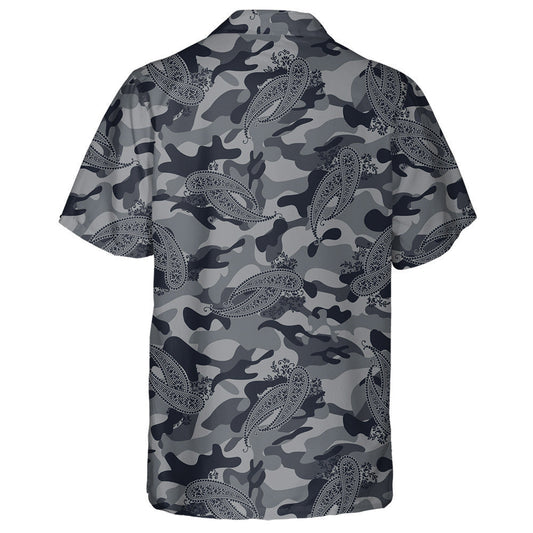 Mandala Paisley Flower Gray Camo Background Pattern Hawaiian Shirt, Hawaiian Shirt Gift, Christmas Gift
