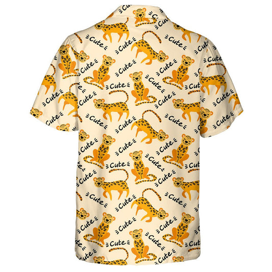Cute Cartoon Leopards And Lettering On Light Background Hawaiian Shirt, Hawaiian Shirt Gift, Christmas Gift