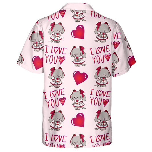 Sweet Dog With Heart And Love Letter Hawaiian Shirt, Hawaiian Shirt Gift, Christmas Gift