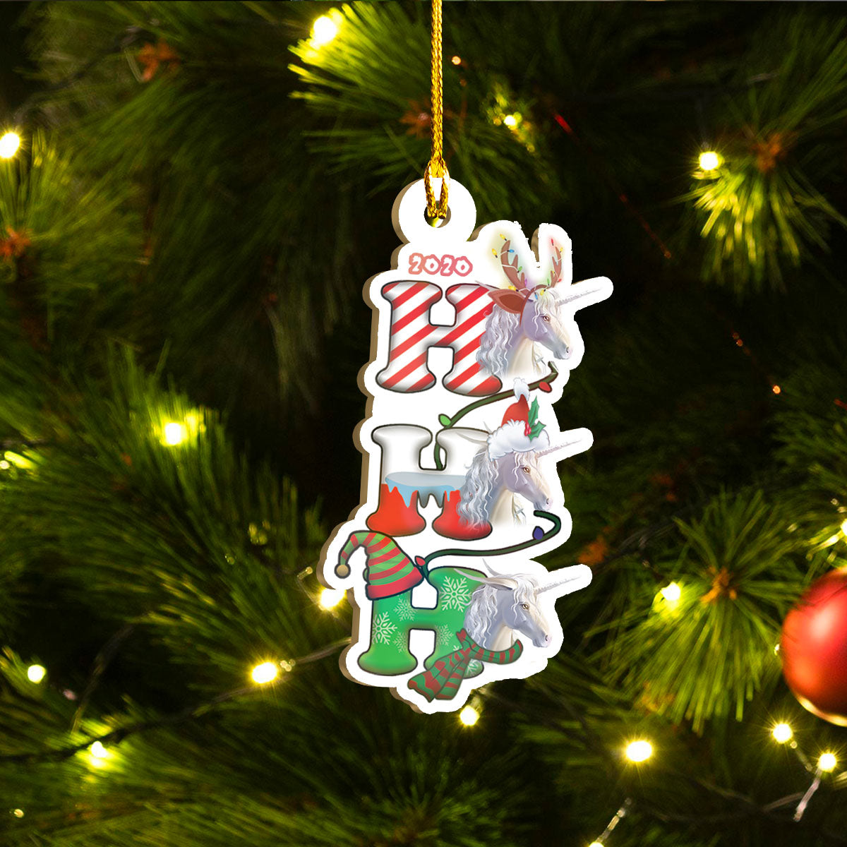 Xmas Unicorn Ornaments Set, Merry Christmas Ornaments Set, Funny Christmas Ornaments Family Gift Idea For Unicorn Lover