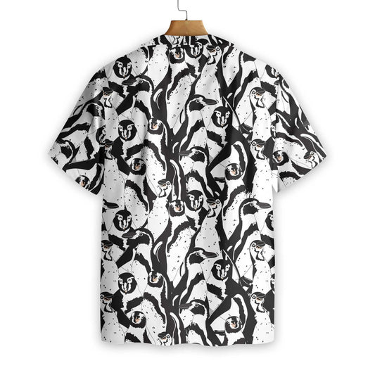 Black And White Penguin Design Hawaiian Shirt, Hawaiian Shirt Gift, Christmas Gift